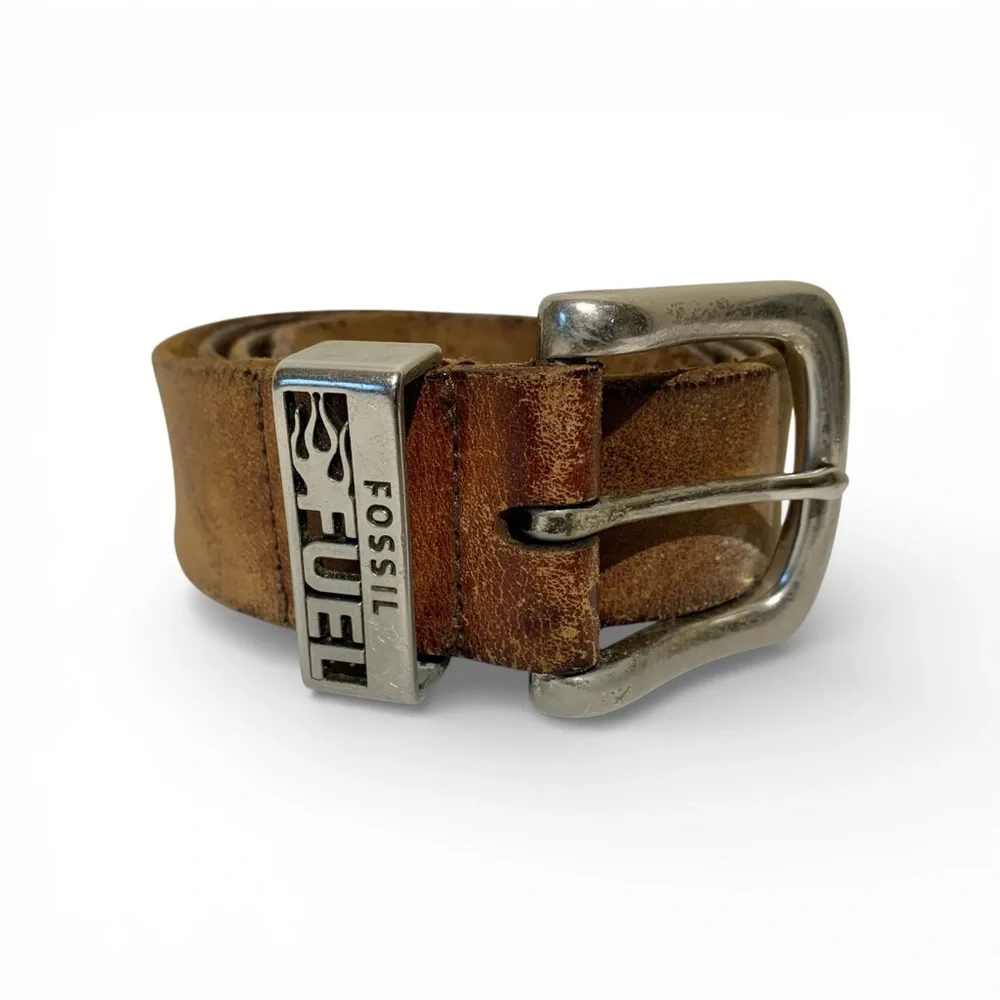 Vintage Fossil Fuel Leather Belt Size 36